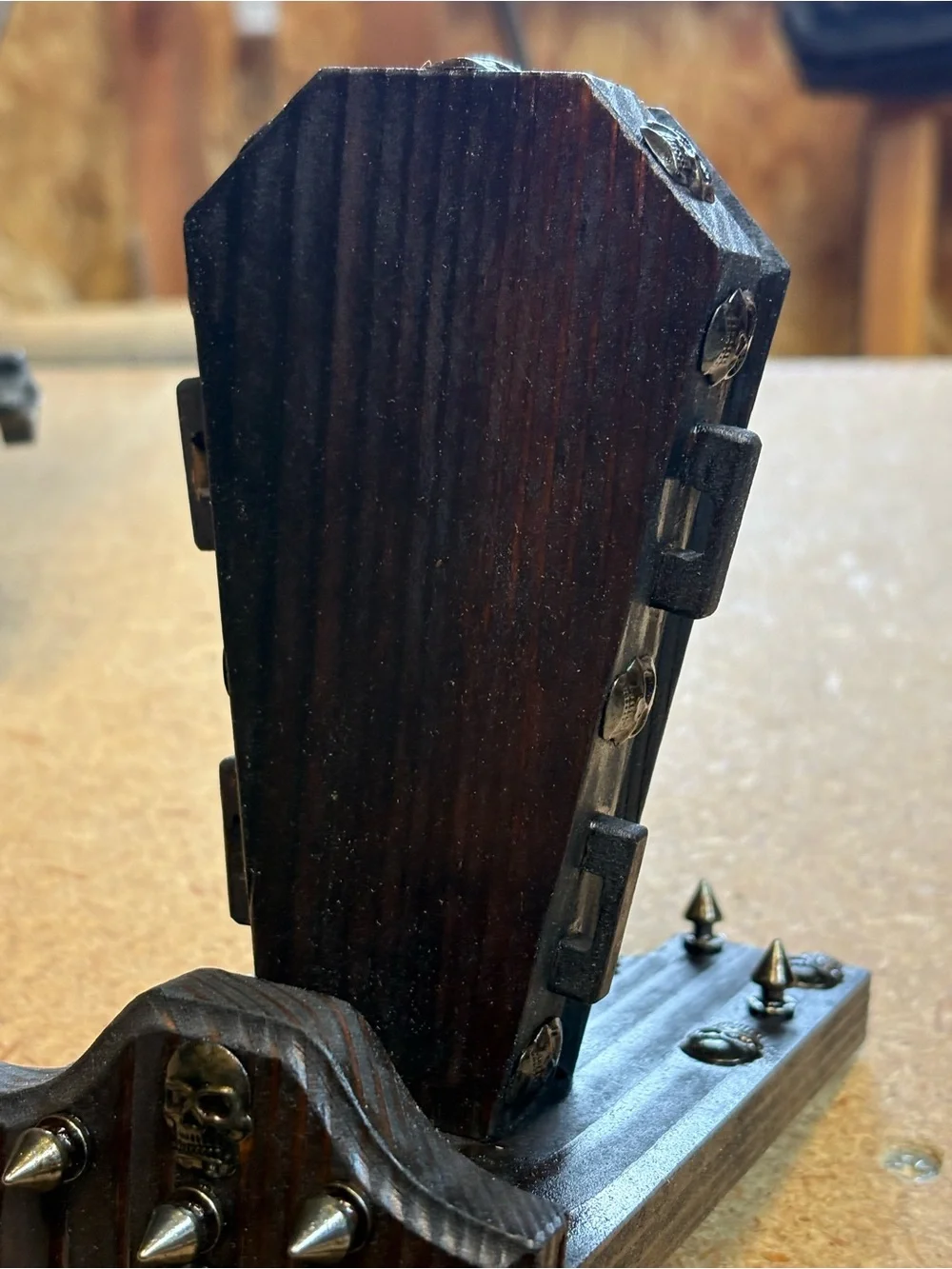 Gothic/Punk handmade wood phone stand